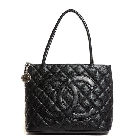 chanel caviar quilted medallion tote black